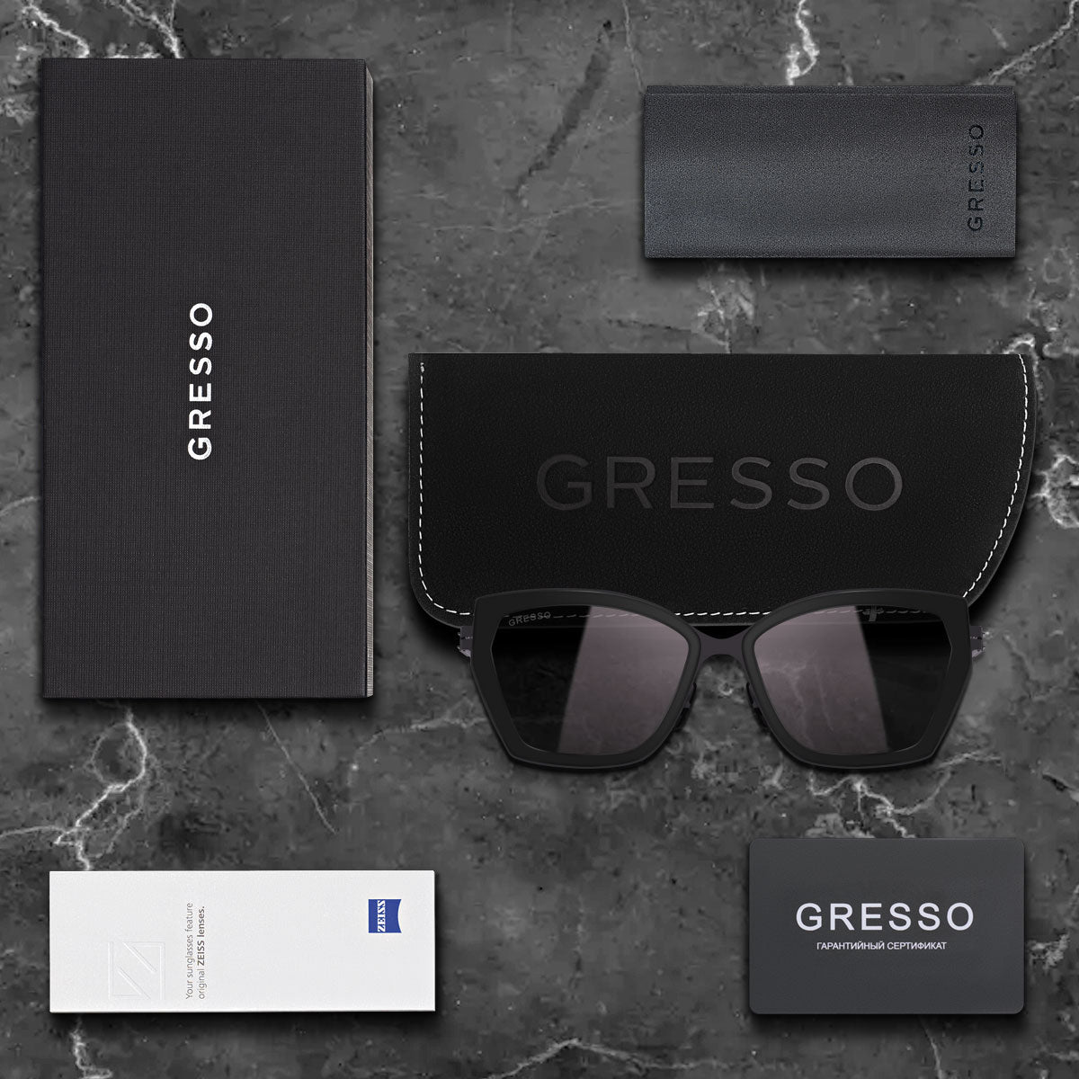 Черные женские солнцезащитные очки-хамелеоны GRESSO Agata, бабочка, изготовленные из титана, с фотохромными линзами Zeiss
