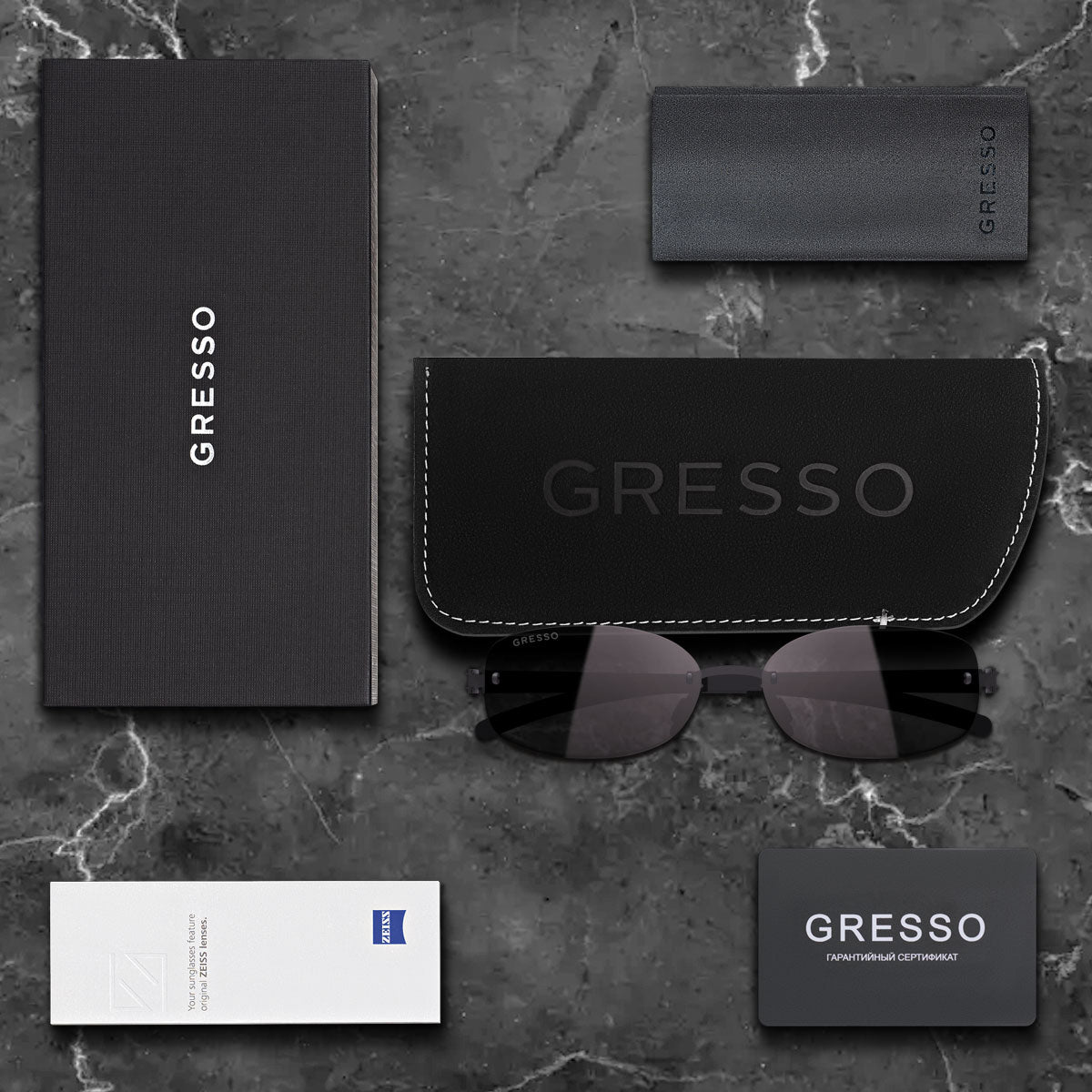 Безоправные солнцезащитные очки GRESSO Amalfi, изготовленные из титана, с поляризационными линзами Zeiss