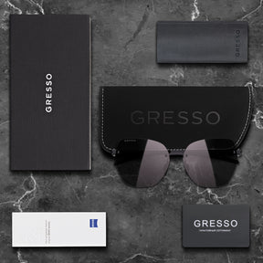 Безоправные солнцезащитные очки GRESSO Ibiza, изготовленные из титана, с поляризационными линзами Zeiss